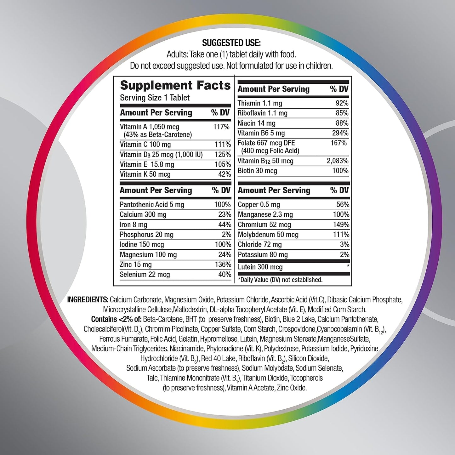 Silver Women'S Multivitamin for Women 50 Plus, Multivitamin/Multimineral Supplement with Vitamin D3, B Vitamins, Non-Gmo Ingredients, Supports Memory and Cognition in Older Adults - 200 Ct