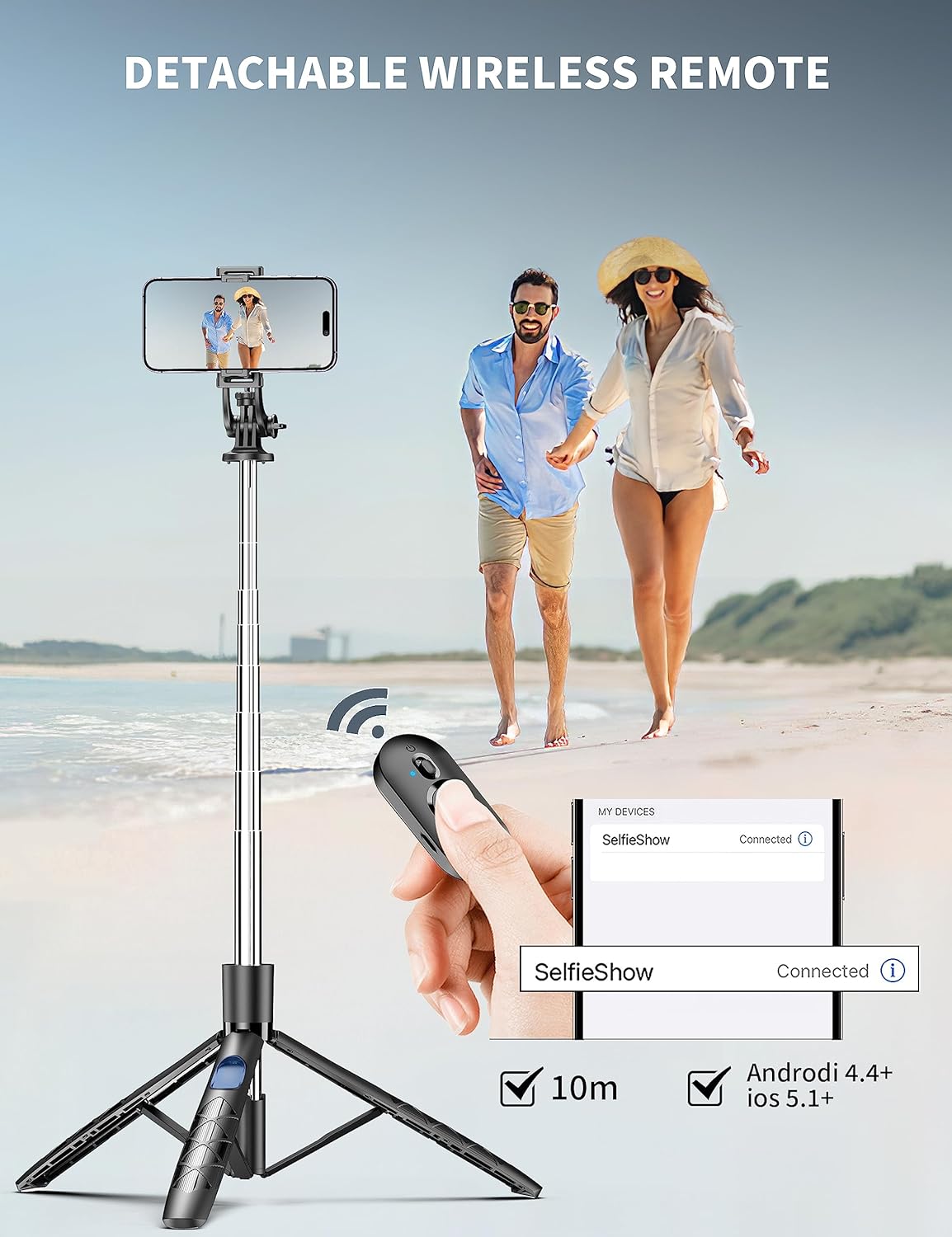 71" Phone Tripod & Selfie Stick, All in One Extendable Cell Phone Tripod with Wireless Remote, Tripod Stand for Iphone & Travel Tripod 360° Rotation Compatible with Iphone Android Phone, Camera