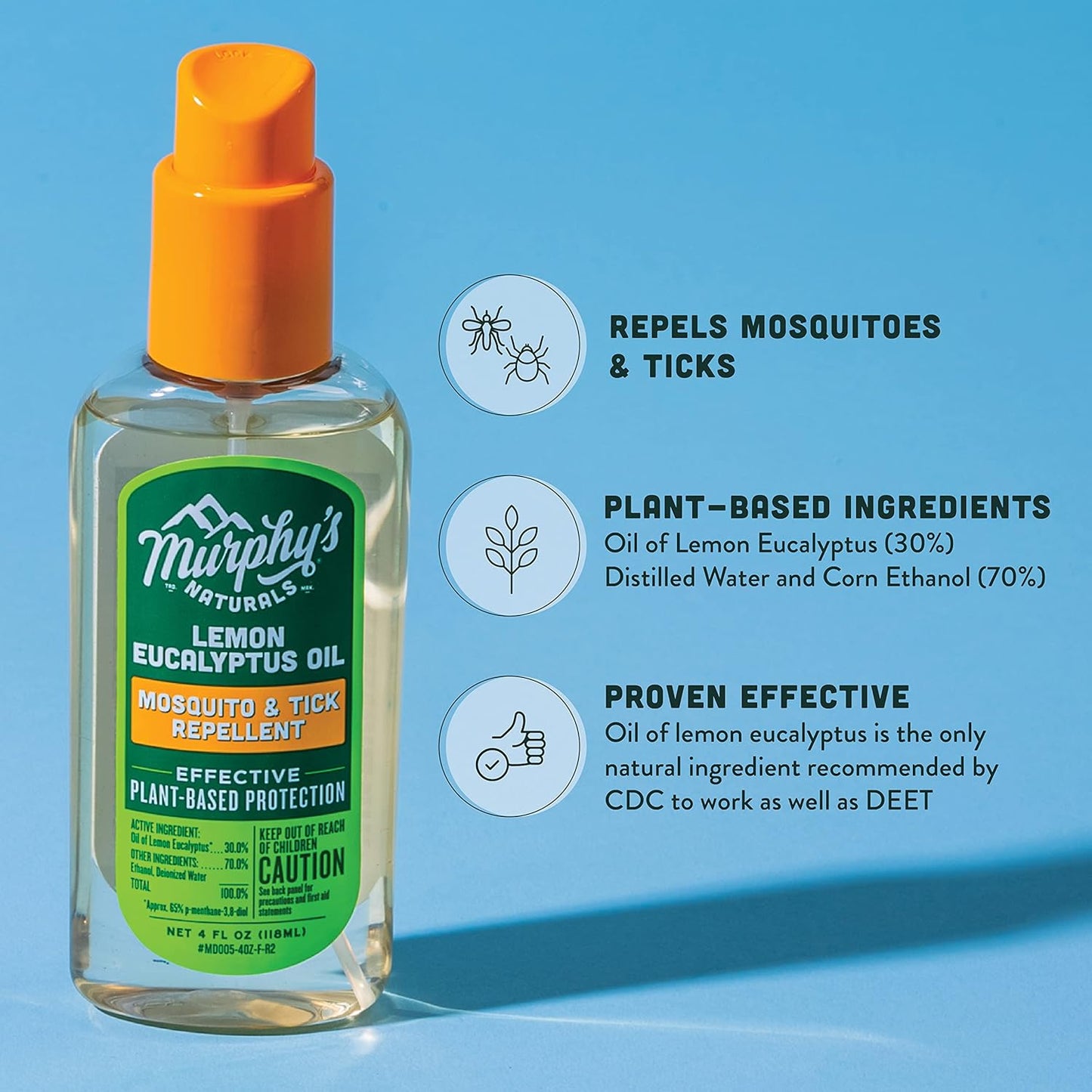 Lemon Eucalyptus Oil Insect Repellent Spray | Deet-Free, Plant-Based | Mosquito and Tick Repellent for Skin + Gear | 4 Ounce Pump Spray | 2 Pack