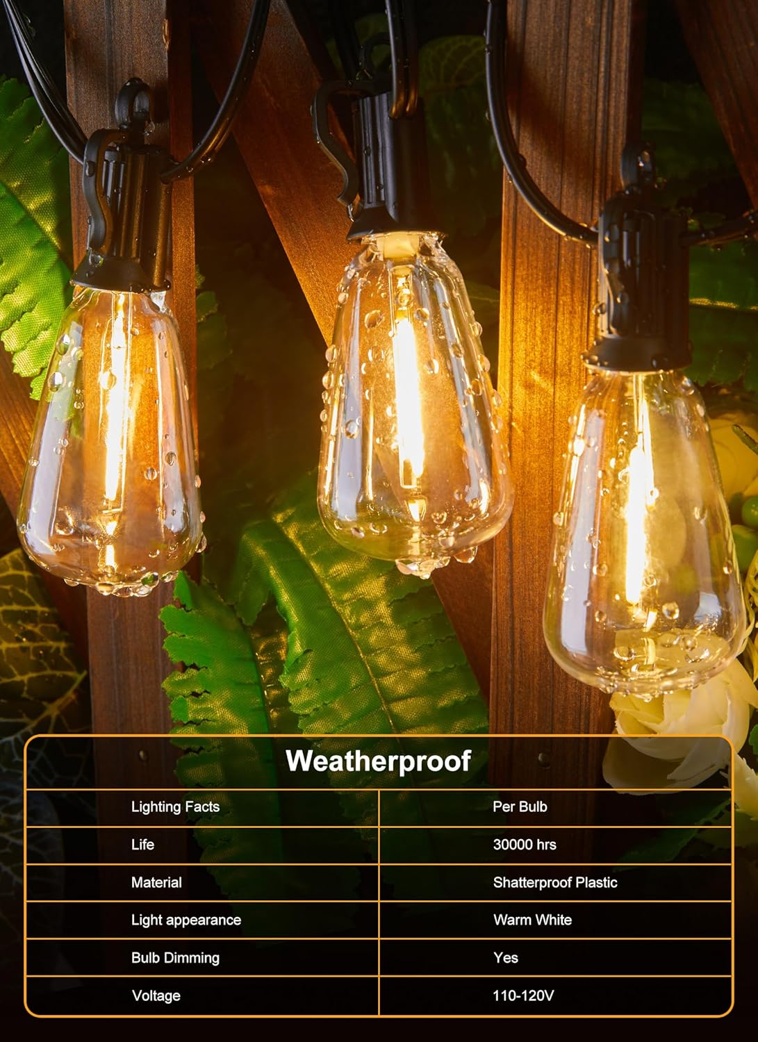 Outdoor String Lights with Remote, 38FT LED Patio Lights with 16 Shatterproof ST38 LED Bulbs, Waterproof outside Hanging Lights for Backyard Garden Porch Party Decor, 2700K