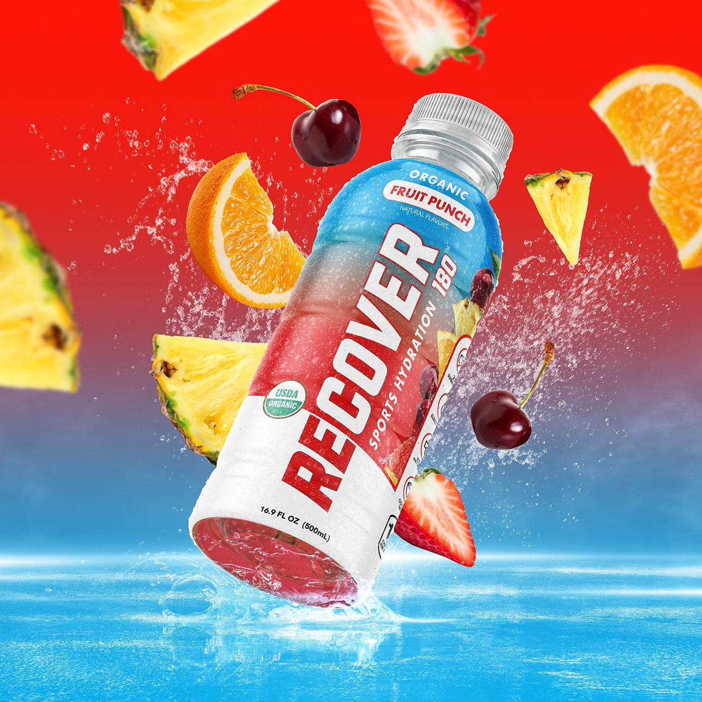 Revitalize Your Game: Organic Hydration Sports Drink - Sugar-Free, Low-Calorie, Vitamin-Infused Electrolyte Boost (Fruit Punch, 12-Pack)