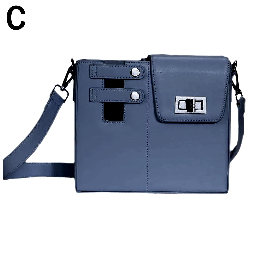 Portable Outdoor Crossbody Water Bottle Carrier with Adjustable Strap and PU Leather Storage Pocket