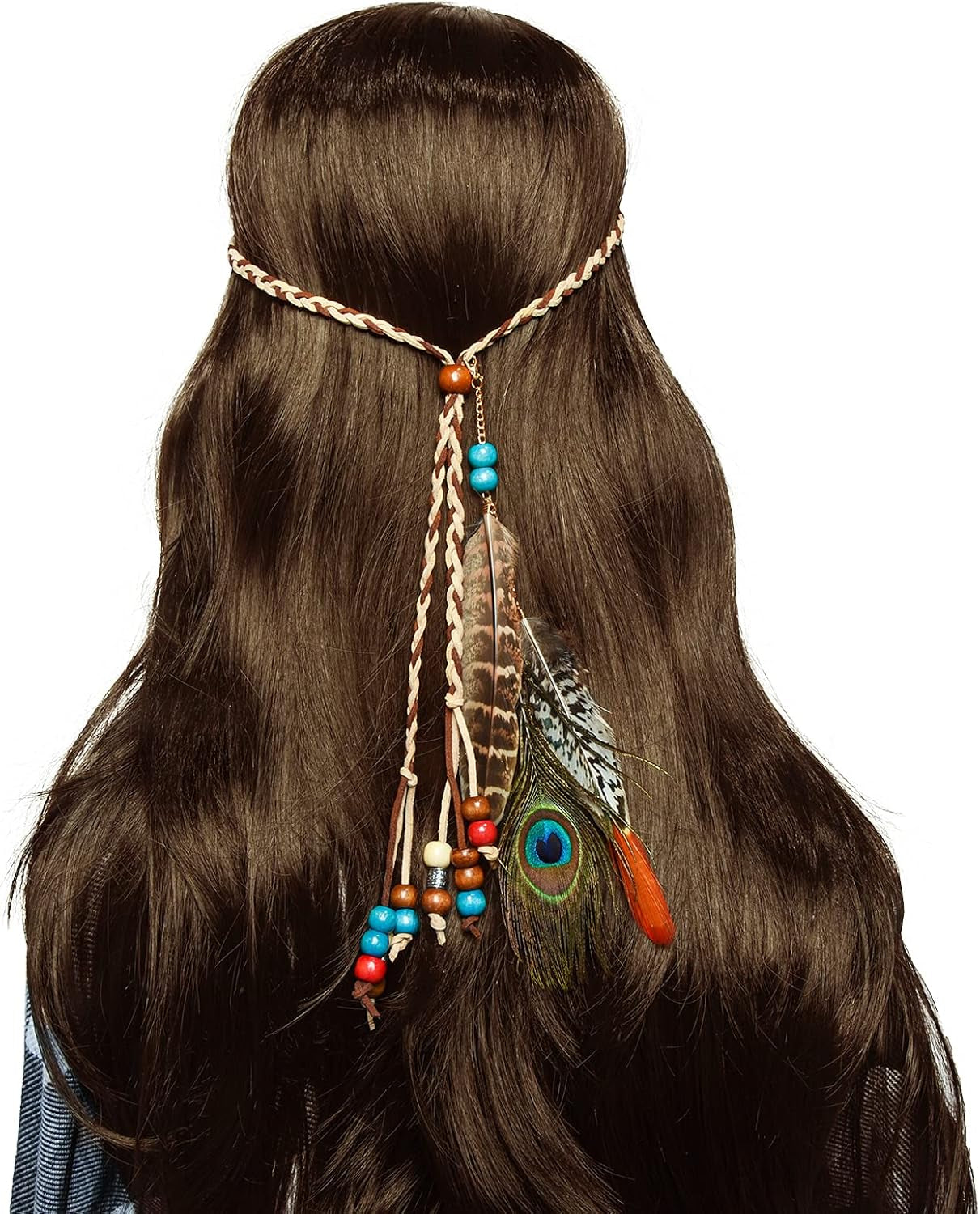 Boho Feather Headbands Indian Feather Headband Peacoak Headpieces Festival Costumes Hair Accessories for Women and Girls