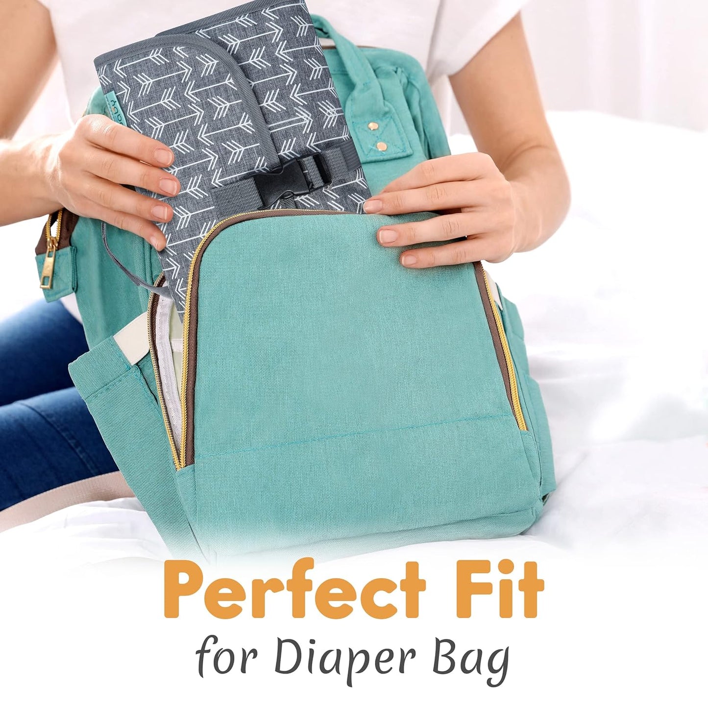 Portable Diaper Changing Pad - Baby Changing Pad & Diaper Changer Travel Bag, Smart Design Baby Changing Mat, Portable Changing Pad for Baby - Baby Changing Station, Infant Gift - Grey Arrow