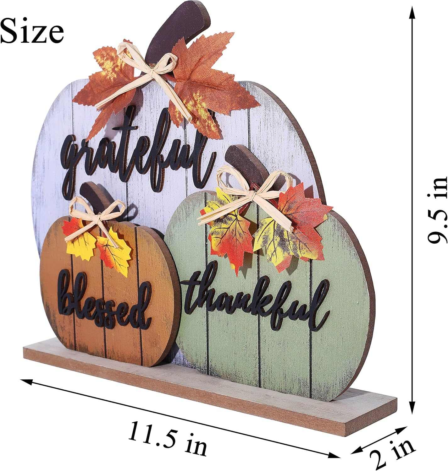 Fall Decorations for Home Blessed Grateful Thankful Fall Decor Wooden Pumpkin Tabletop Signs for Home Thanksgiving Farmhouse Living Room Harvest