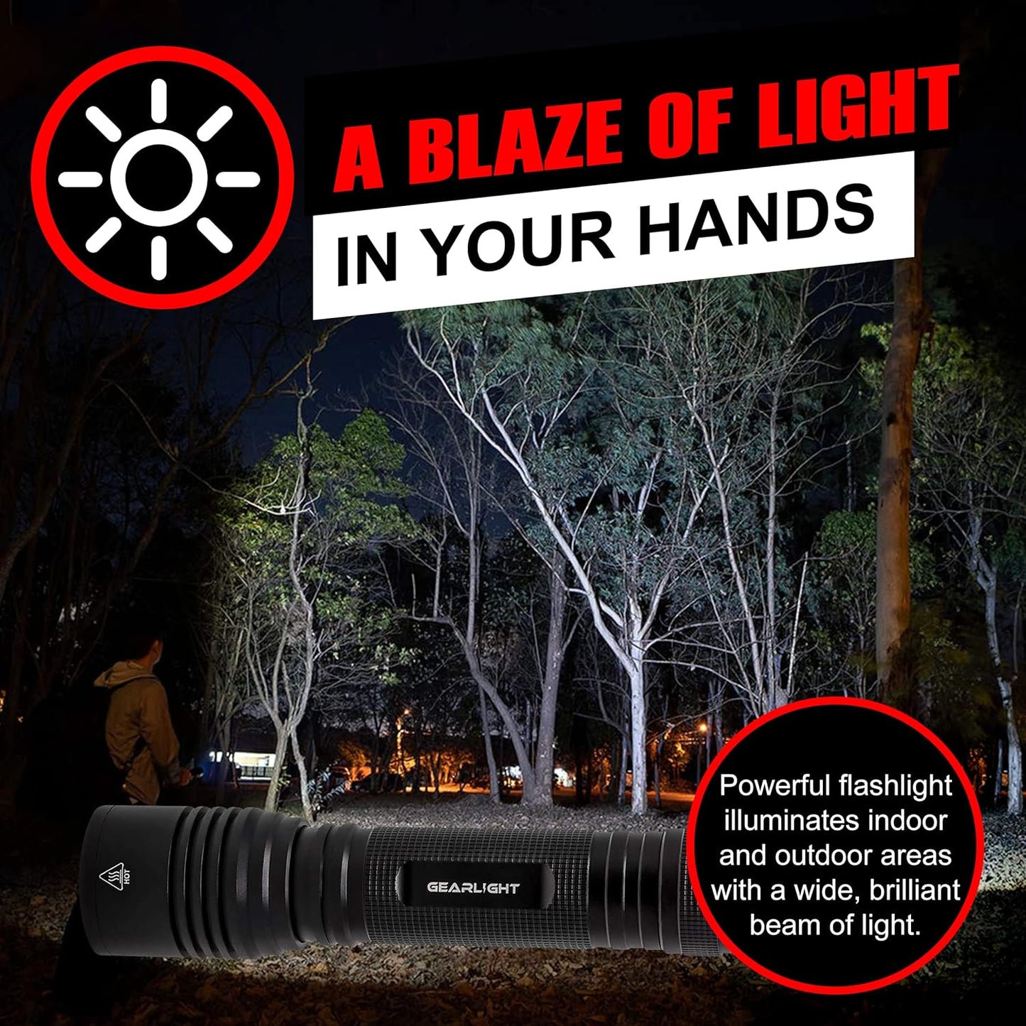 S2000 LED Flashlight High Lumens - Super Bright, Powerful, Mid-Size Tactical Flashlight for Outdoor Activity & Emergency Use
