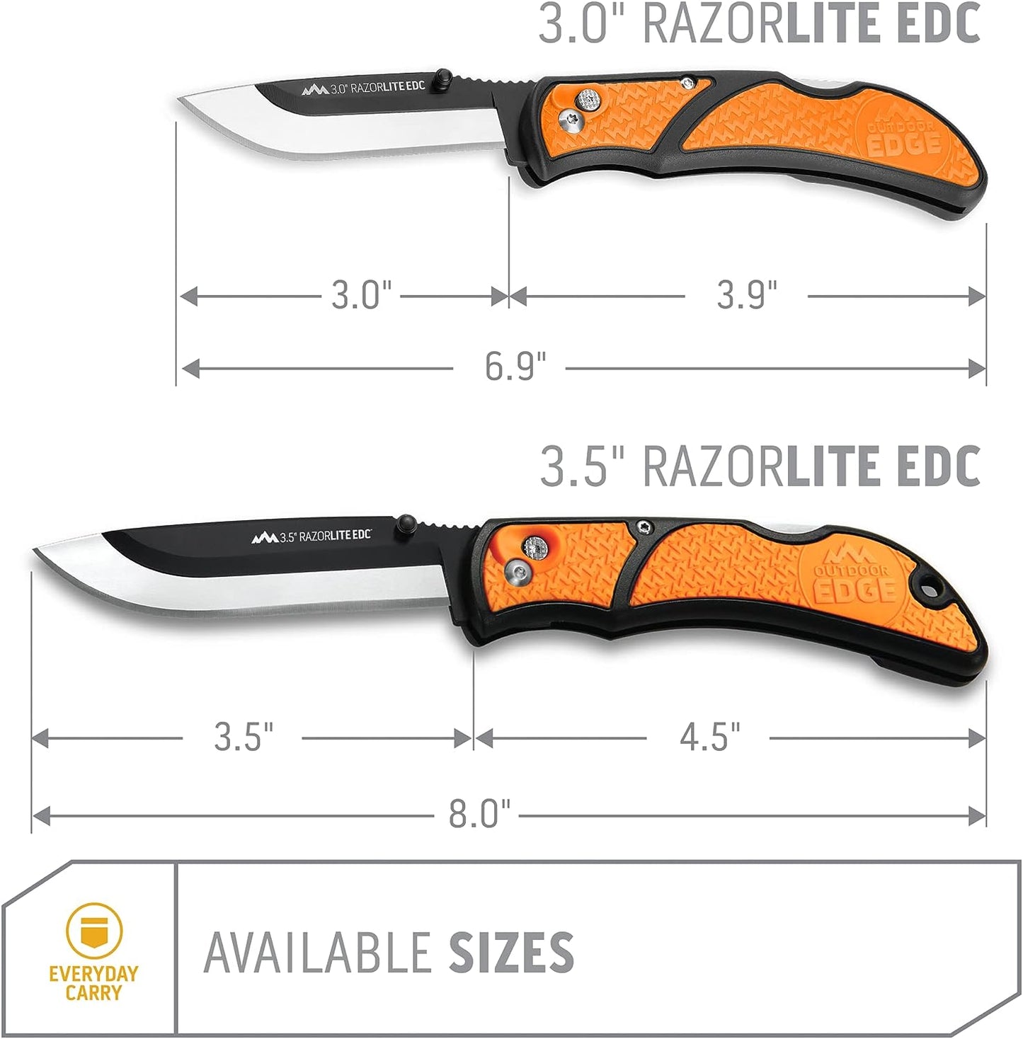 3.5" Razorlite EDC Knife. Pocket Knife with Replaceable Blades and Clip. the Perfect Hunting Knife for Skinning Deer. Blaze Orange with 6 Blades