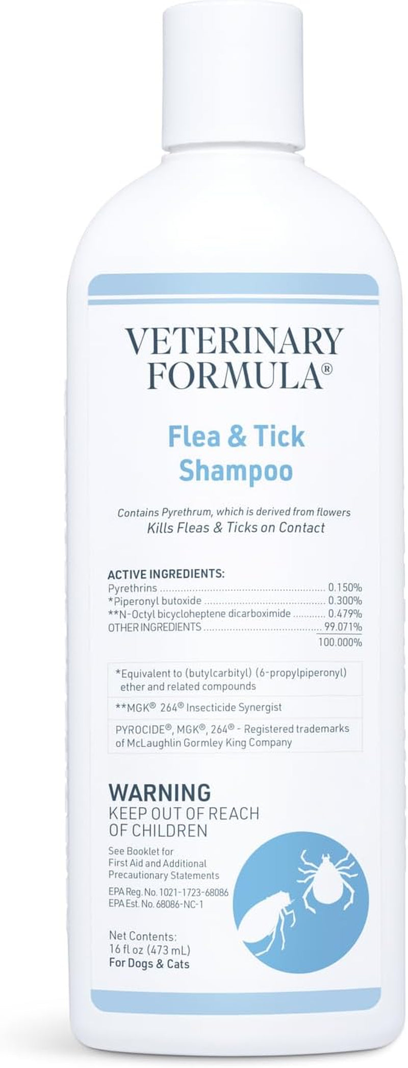 Flea and Tick Shampoo for Dogs and Cats, 16 Oz