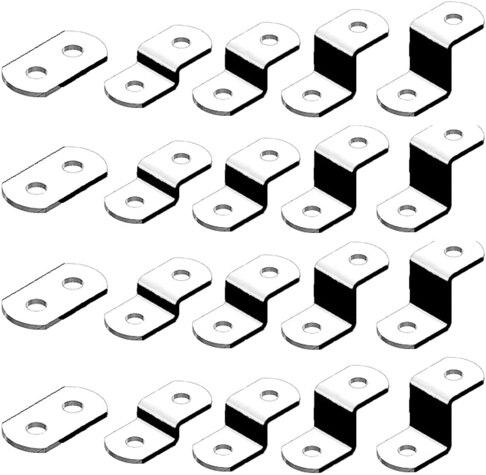 Offset Canvas Clips for Picture Framing Assorted Small Sizes, 10 Each 0/0", 1/8", 1/4" 3/8" 1/2", 10 Pieces Each Size Packed with 100 Screws