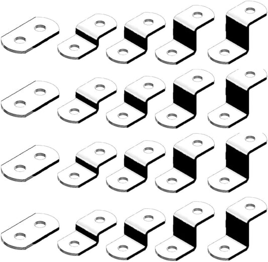 Offset Canvas Clips for Picture Framing Assorted Small Sizes, 10 Each 0/0", 1/8", 1/4" 3/8" 1/2", 10 Pieces Each Size Packed with 100 Screws