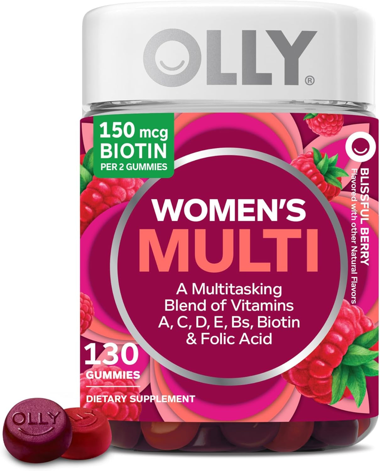 Women'S Multivitamin Gummy, Vitamins A, D, C, E, Biotin, Folic Acid, Adult Chewable Vitamin, Berry Flavor, 65 Day Supply - 130 Count (Packaging May Vary)