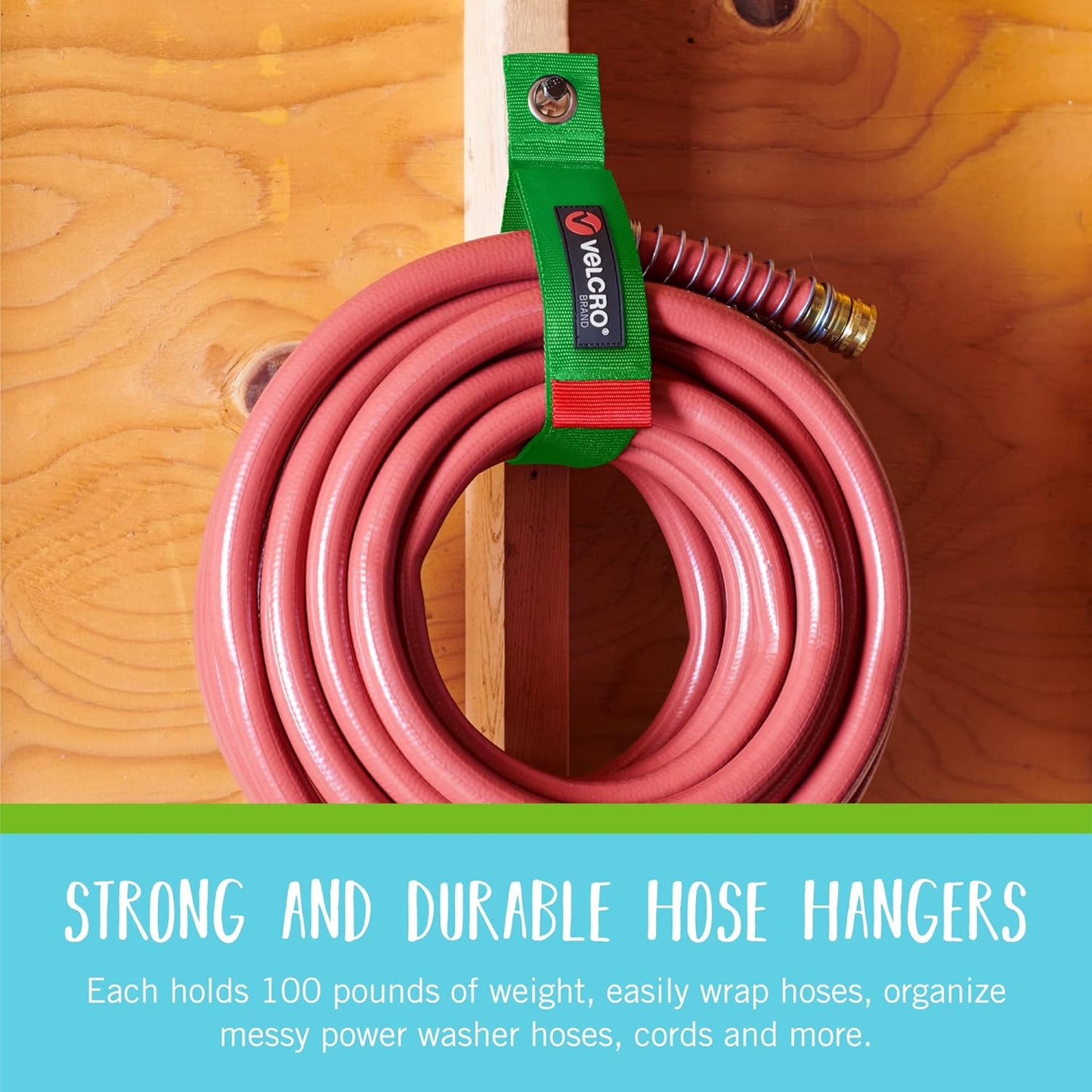 Easy Hang Garden Hose or Extension Cord Holder Organizer Variety Pack. Holds up to 100Lbs. Heavy Duty Straps Perfect for Shed or Garage Organization. 3-Pk 10",14" and 18", Black