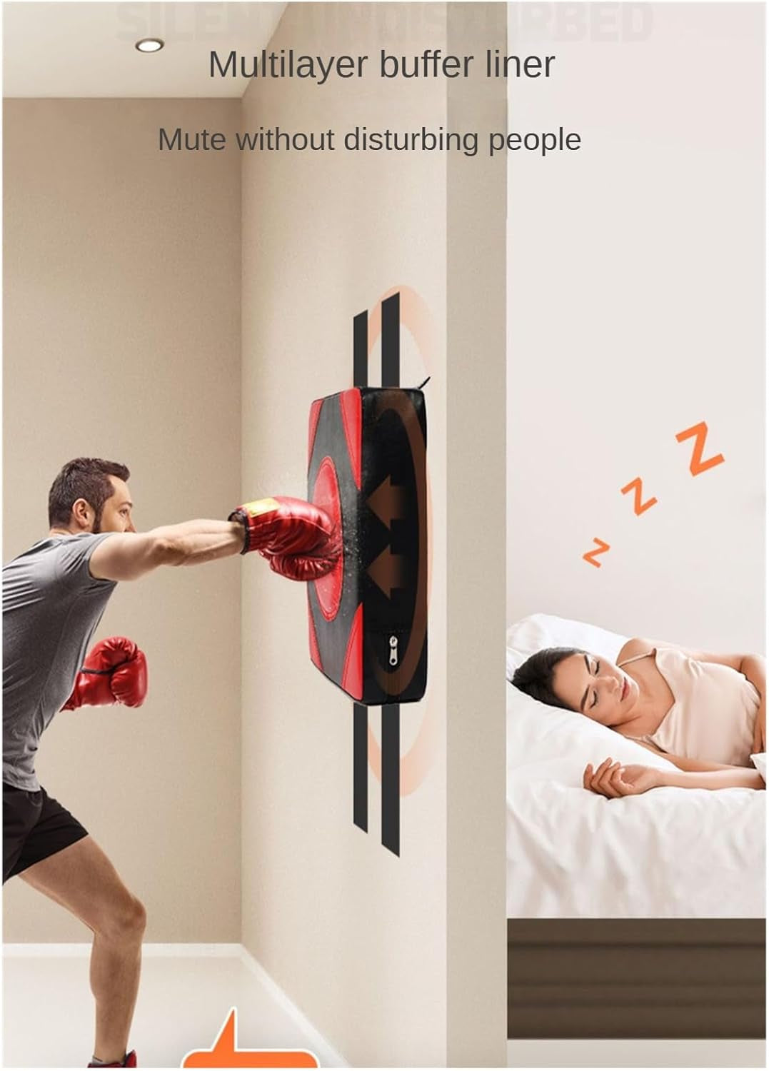 Quiet Punch Punching Bag Boxing Wall Mounted Pad Boxing Trainer PU Leather Thickened Sandbag PU Leather Boxing-Perfect Boxing Equipment for Effective Workouts(1 Pairs of Boxing Gloves)