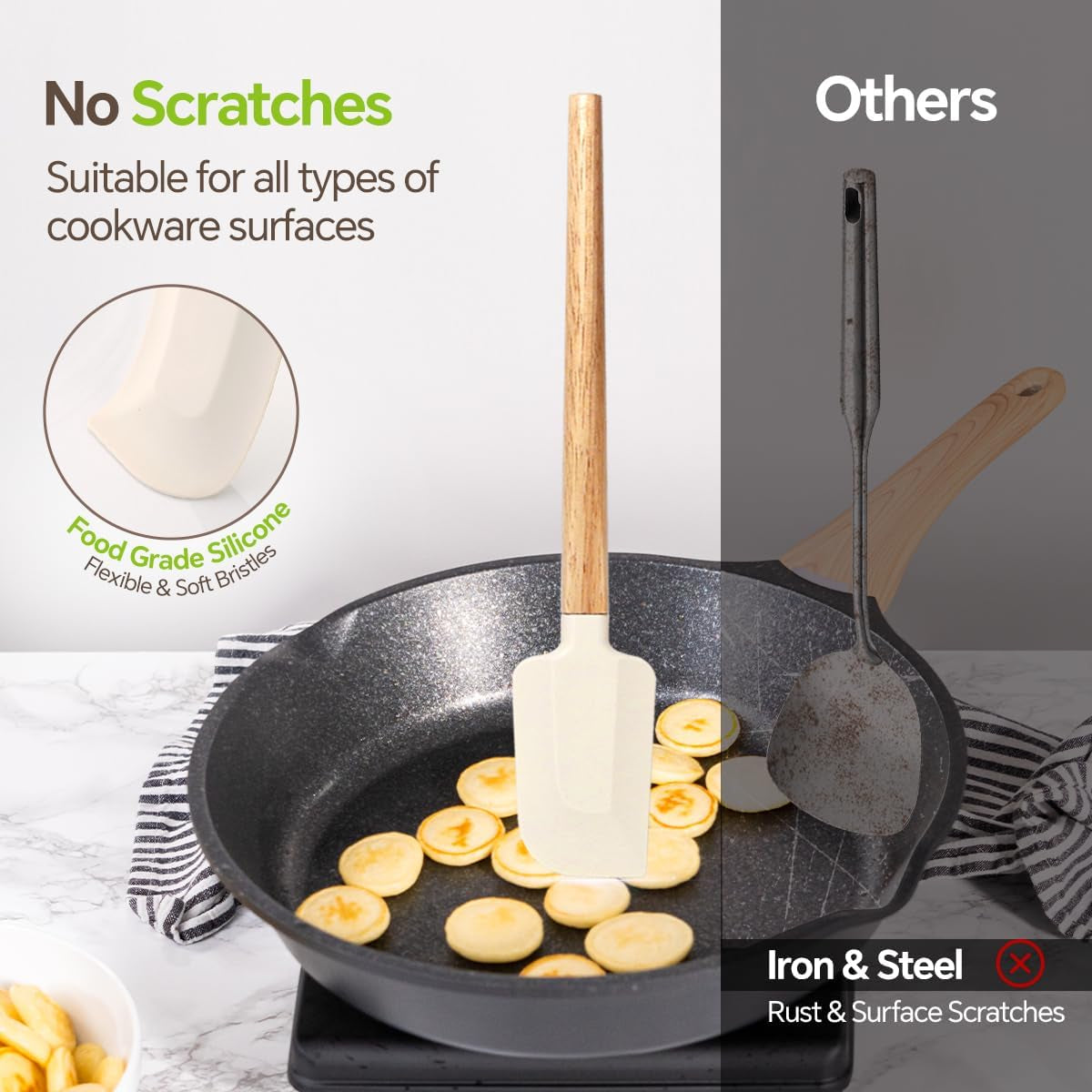 Silicone Spatula Set, Food Grade Rubber Spatula-4 Piece Nonstick Rubber Spatulas, Spoonula, Jar Scraper for Cooking, Baking, Mixing, Frosting - Heat Resistant up to 600°F(Dishwasher Safe )