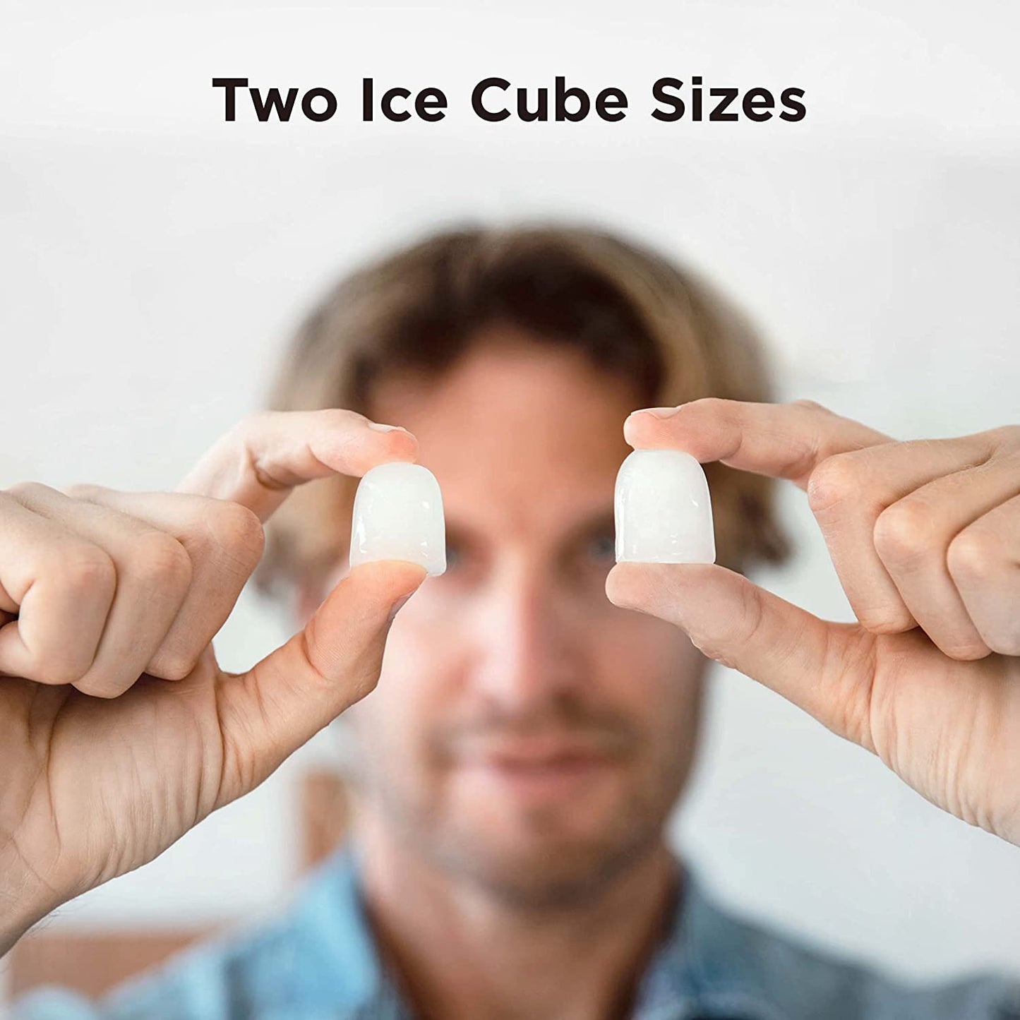 Ice Makers Countertop, 9 Cubes Ready in 6 Mins, 26Lbs in 24Hrs, Self-Cleaning Ice Machine with Ice Scoop and Basket, 2 Sizes of Bullet Ice for Home Kitchen Office Bar Party, Sliver