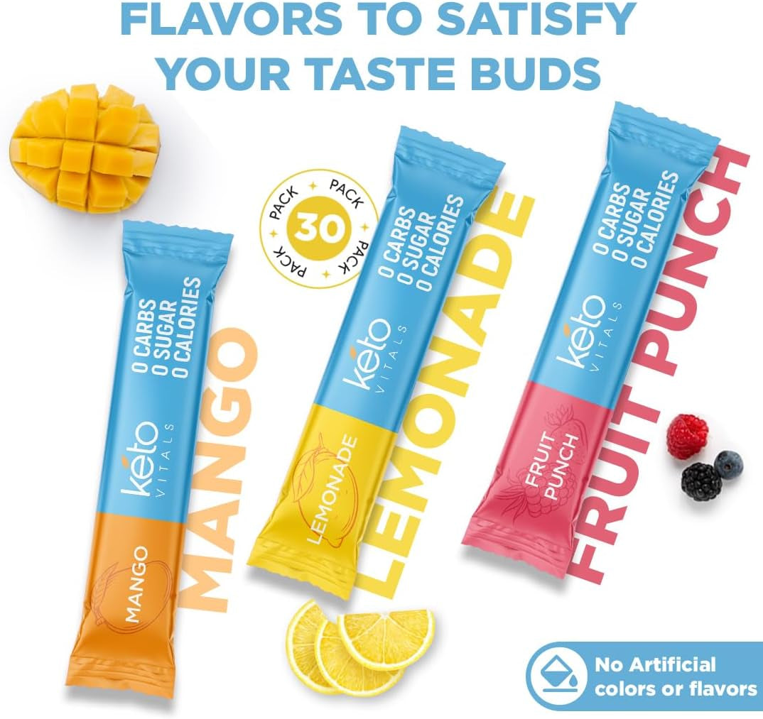 Original Electrolytes Powder Packets | Keto Friendly Electrolyte Travel Packets | Variety Individual Packets | Energy Drink Mix | Zero Calorie Zero Carb (Original Assorted, 30 Count)