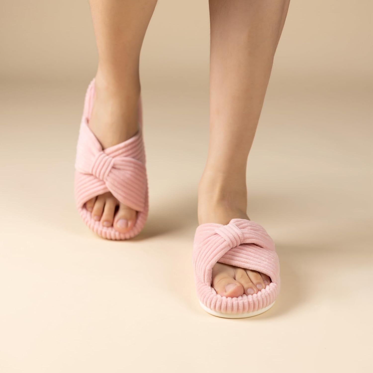Slippers for Women Memory Foam House Bedroom Corduroy Bow Crossbands Slide Slipper Shoes Comfy Trendy Gift Slippers