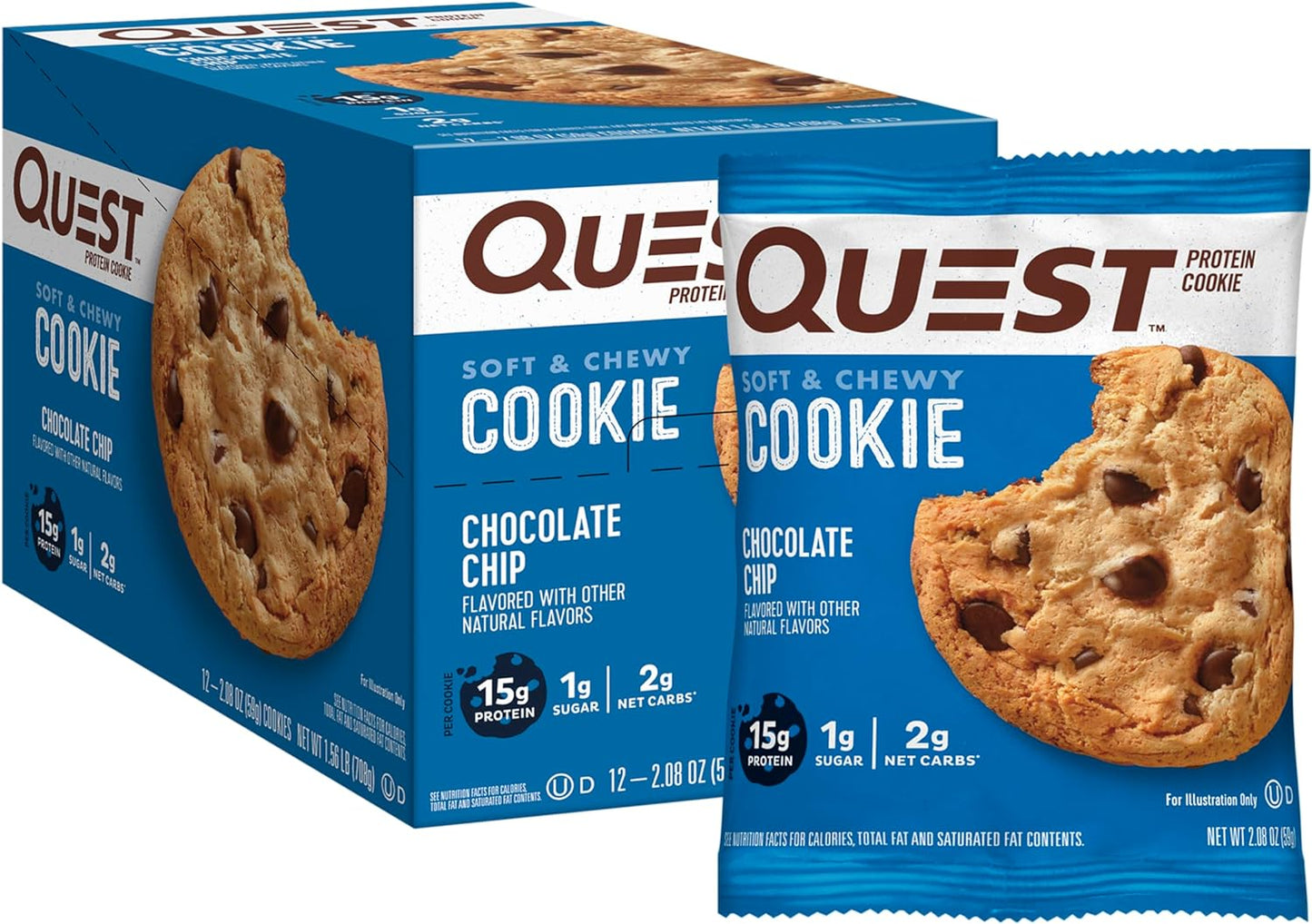 Chocolate Chip Protein Cookie; Keto Friendly; High Protein; Low Carb; 12 Count