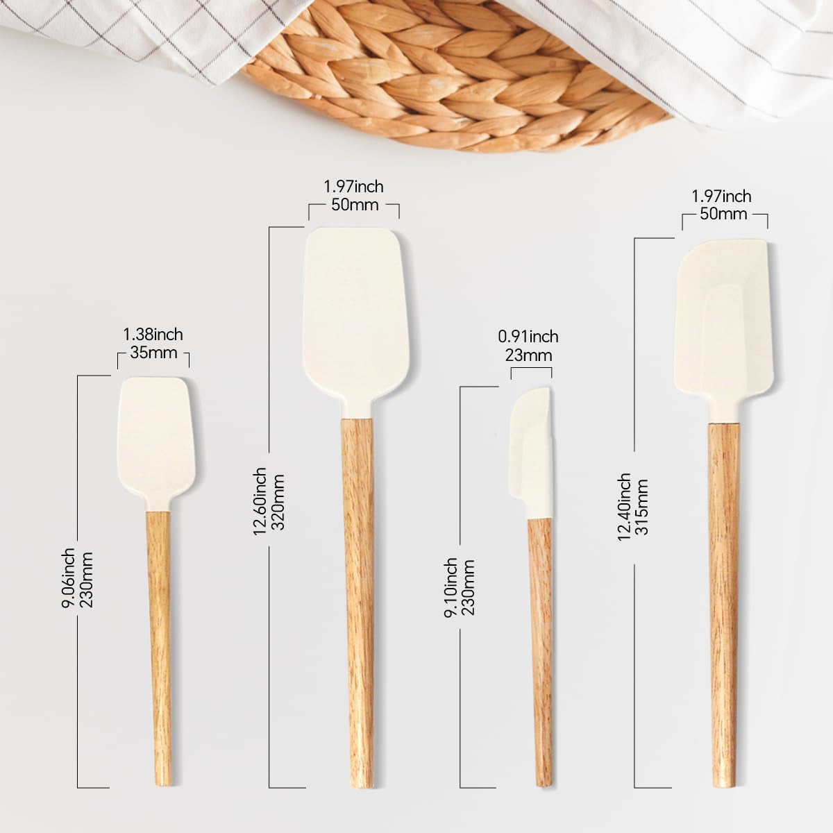 Silicone Spatula Set, Food Grade Rubber Spatula-4 Piece Nonstick Rubber Spatulas, Spoonula, Jar Scraper for Cooking, Baking, Mixing, Frosting - Heat Resistant up to 600°F(Dishwasher Safe )