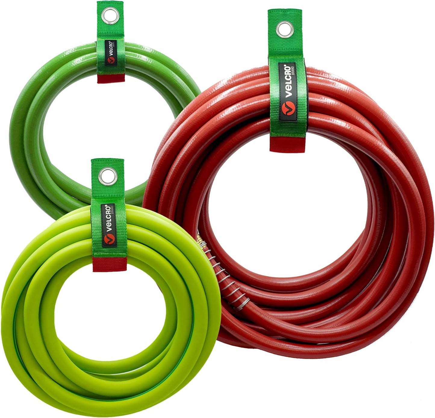 Easy Hang Garden Hose or Extension Cord Holder Organizer Variety Pack. Holds up to 100Lbs. Heavy Duty Straps Perfect for Shed or Garage Organization. 3-Pk 10",14" and 18", Black