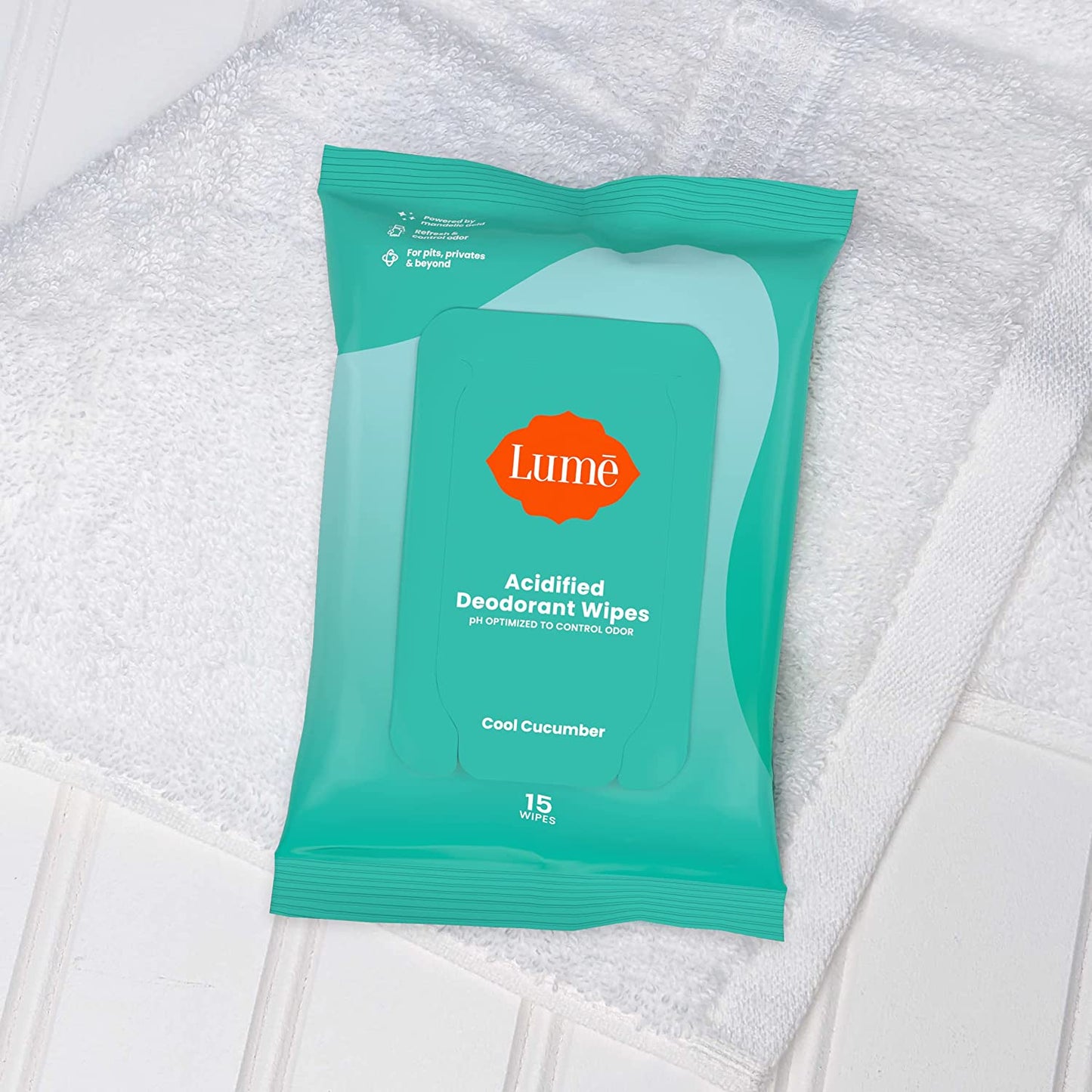 Acidified Deodorant Wipes - 24 Hour Odor Control - Aluminum Free, Baking Soda Free, Skin Loving - 15 Count (Pack of 3) (Cool Cucumber)