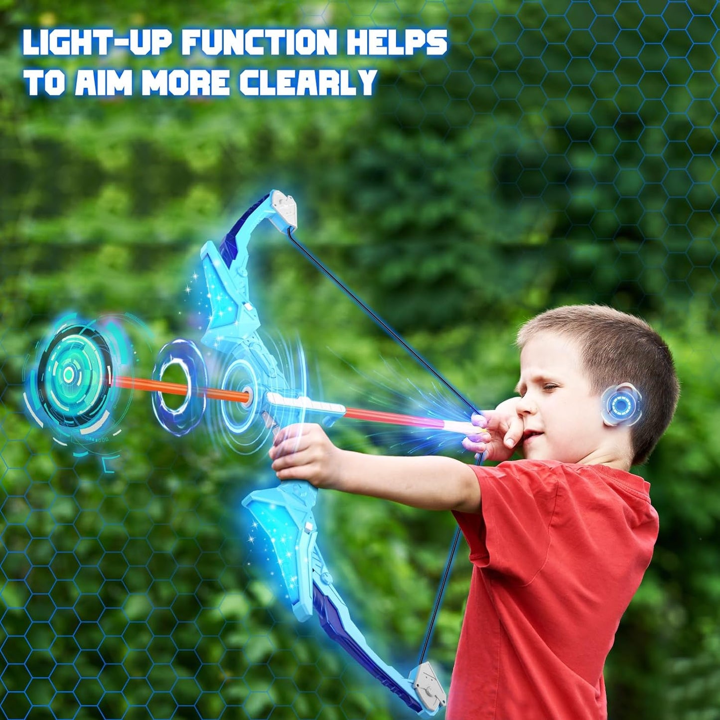 2 Pack Kids Bow and Arrow, 20 Suction Cup Arrows, 2 Archery Targets&Quiver, Light-Up Set for Kids Ages 4-8 8-12, Indoor Outdoor Toys for Boys Girls