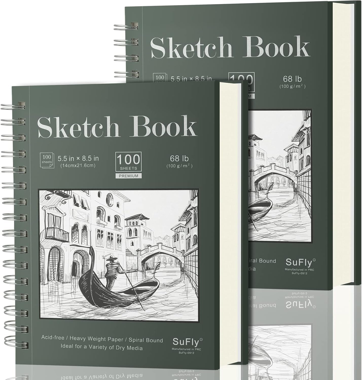 Sketch Book 5.5 X 8.5 - Spiral Sketchbook Pack of 2,  200 Sheets (68 Lb/100Gsm) Acid Free Sketch Pads for Drawing for Adults Spiral-Bound with Hard Cover for Kids, 100 Sheets Each