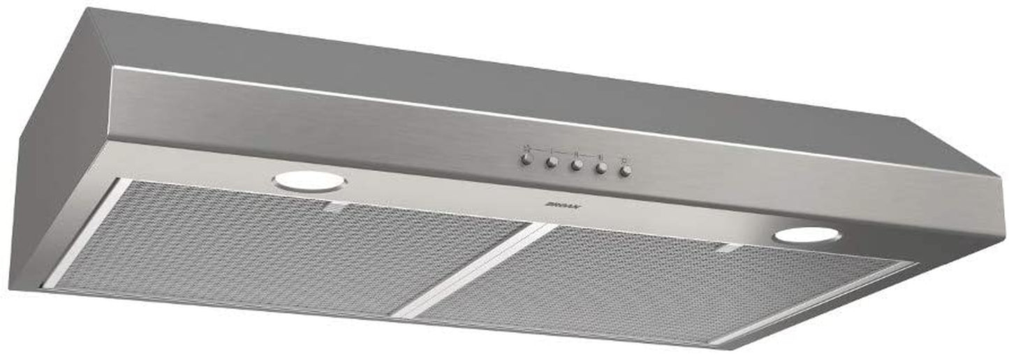BCSQ130SS Three-Speed Glacier Under-Cabinet Range Hood with LED Lights ADA Capable, 1.5 Sones, 375 Max Blower CFM, 30-Inch, Stainless Steel