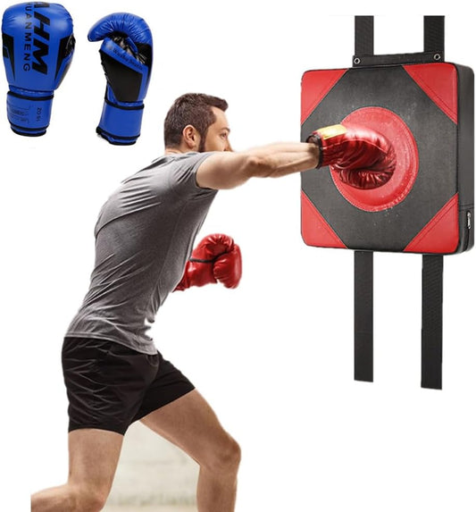 Quiet Punch Punching Bag Boxing Wall Mounted Pad Boxing Trainer PU Leather Thickened Sandbag PU Leather Boxing-Perfect Boxing Equipment for Effective Workouts(1 Pairs of Boxing Gloves)