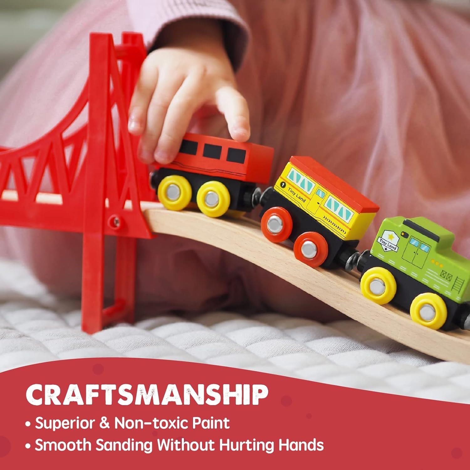 Train Set 110Pcs Wooden Train Set, Toy Train for Boys & Girls with Wooden Train Track, Wooden Toys for 3-7 Years Old Toddlers & Kids, Railway Set Christmas Toys for Kids