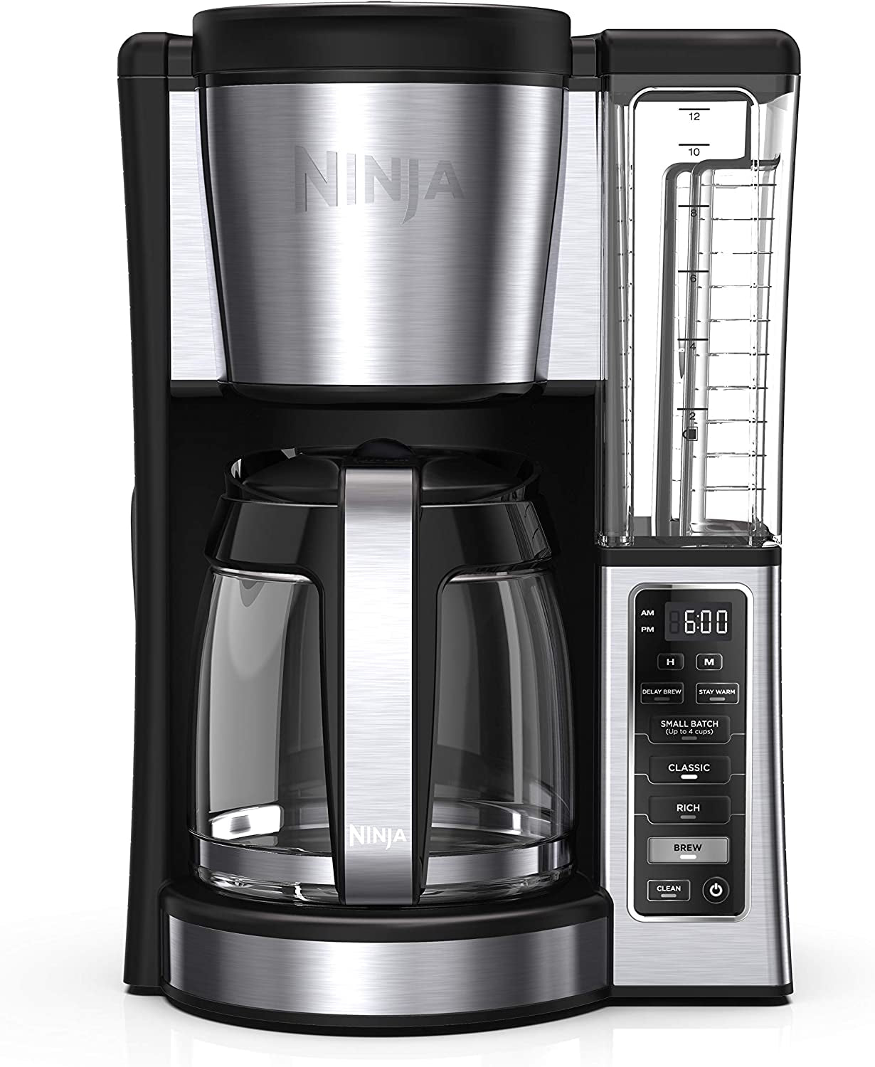 12-Cup Programmable Coffee Brewer, 2 Brew Styles, Adjustable Warm Plate, 60Oz Water Reservoir, Delay Brew - Black/Stainless Steel