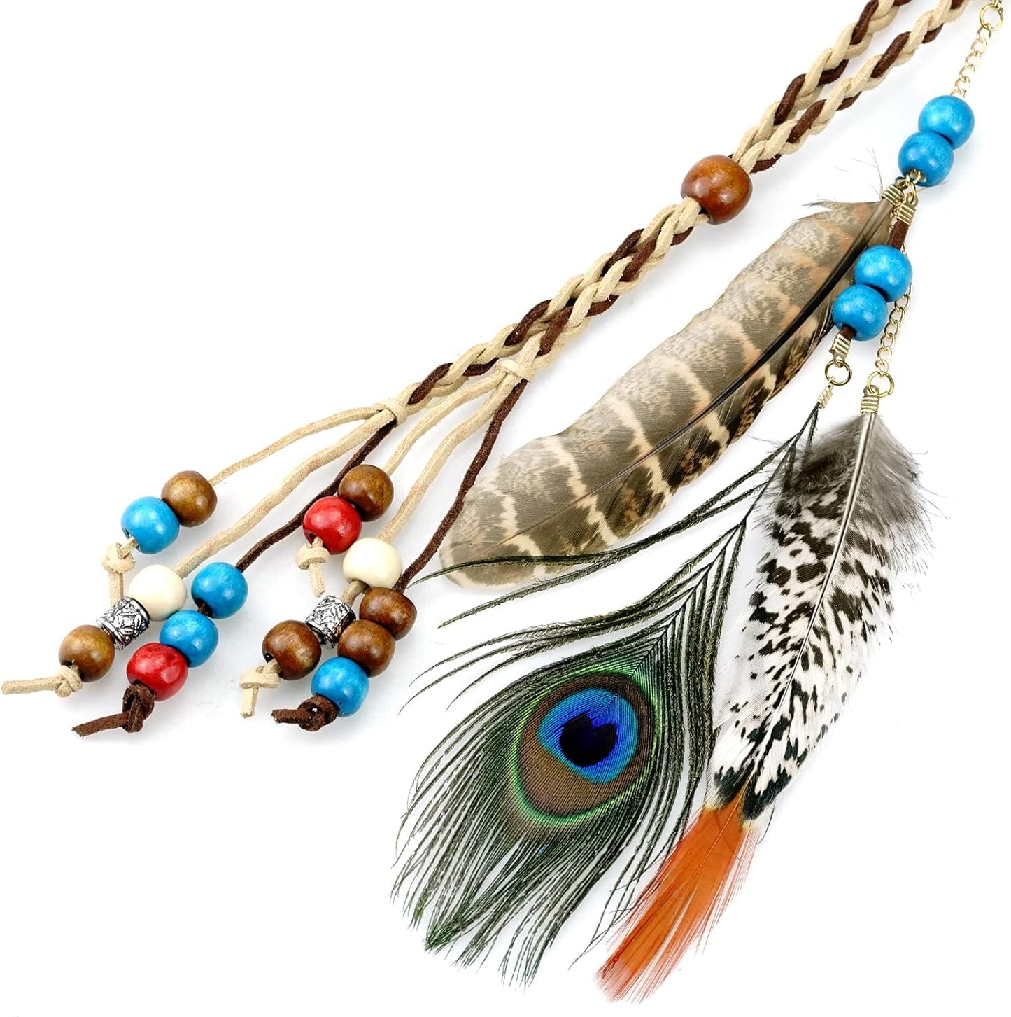 Boho Feather Headbands Indian Feather Headband Peacoak Headpieces Festival Costumes Hair Accessories for Women and Girls