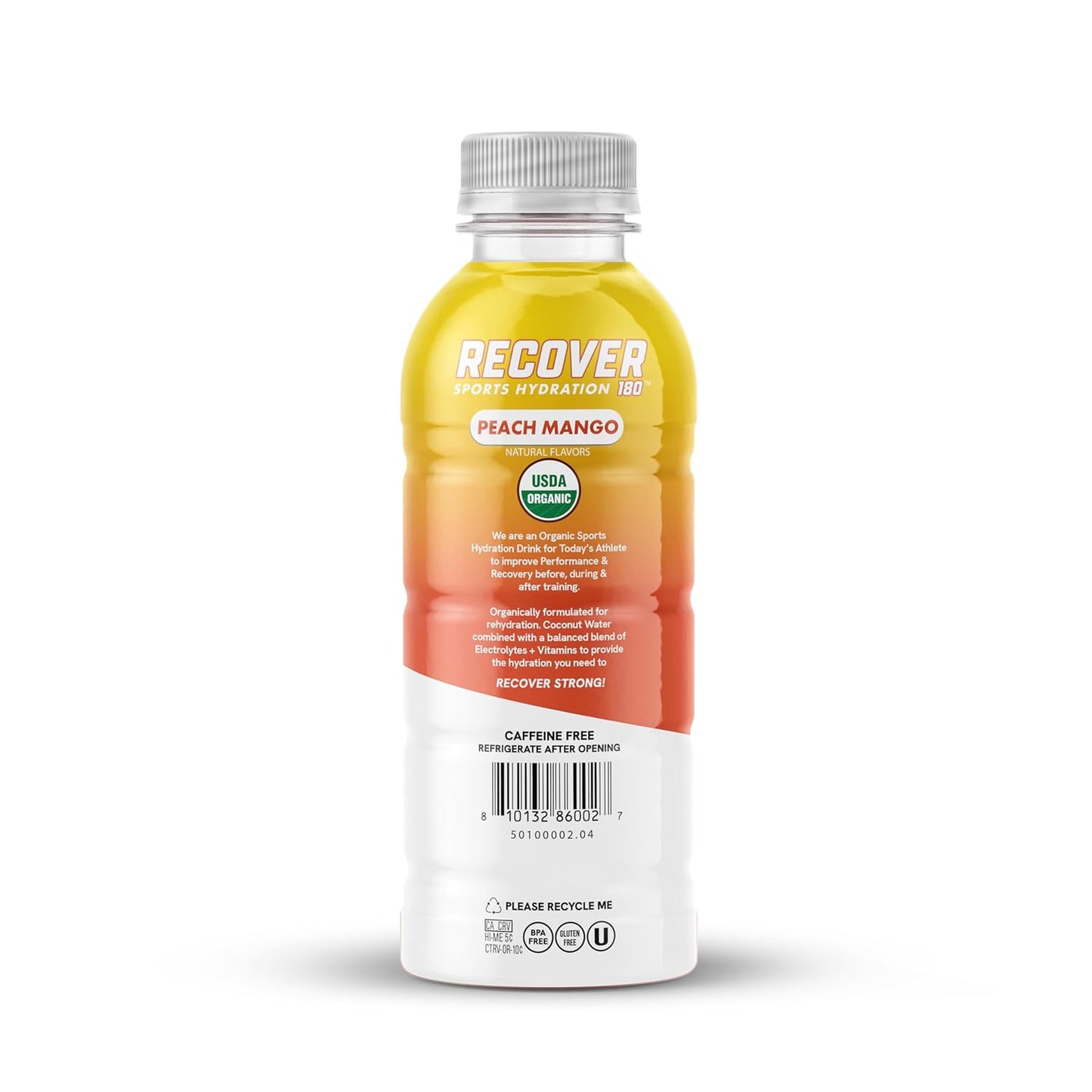 Organic Hydration Sports Drink, No Sugar Added, 15 Calorie Sports Beverage, Organic Flavors with Vitamins, Potassium-Packed Electrolytes (16.9 Fl Oz (Pack of 12), Peach Mango)