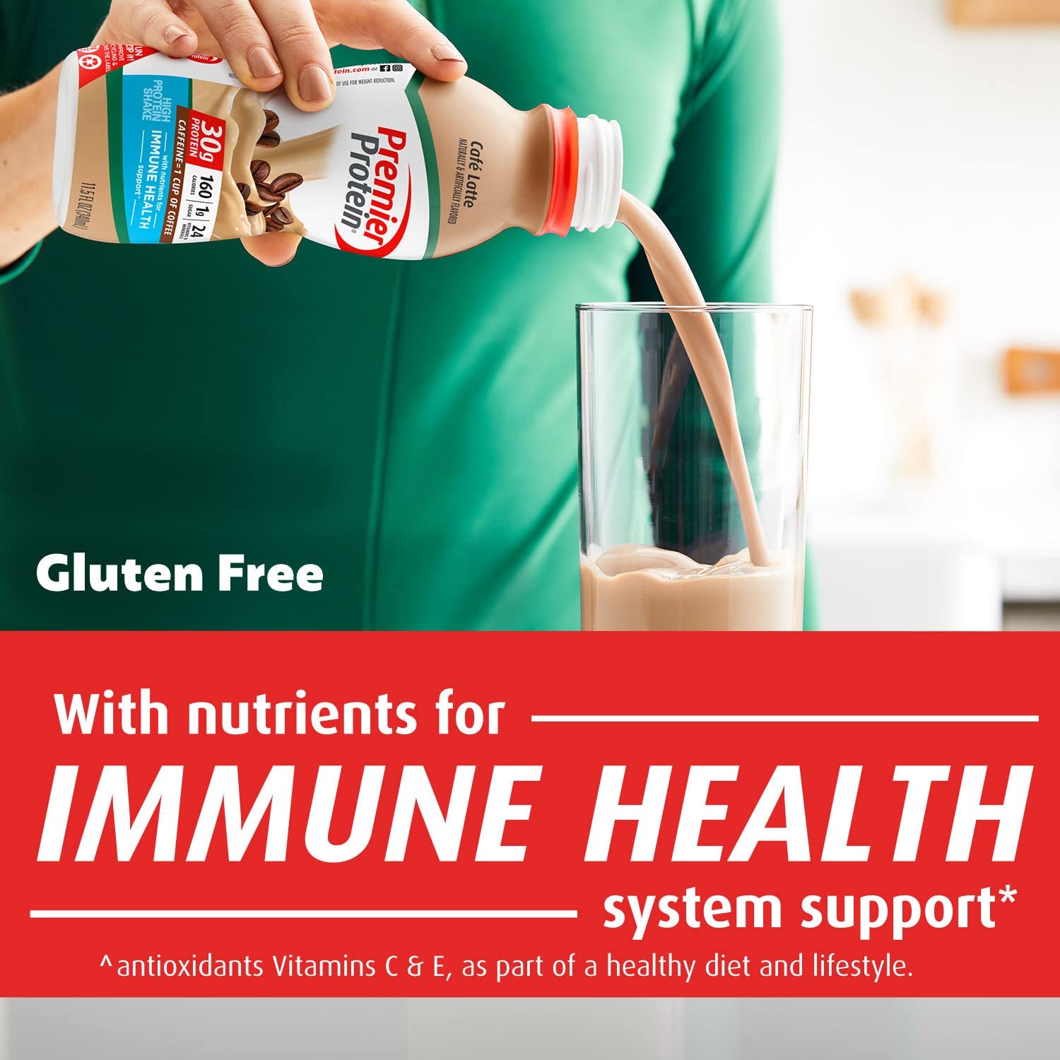 Shake, Café Latte, 30G Protein, 1G Sugar, 24 Vitamins & Minerals, Nutrients to Support Immune Health 11.5 Fl Oz, 12 Pack