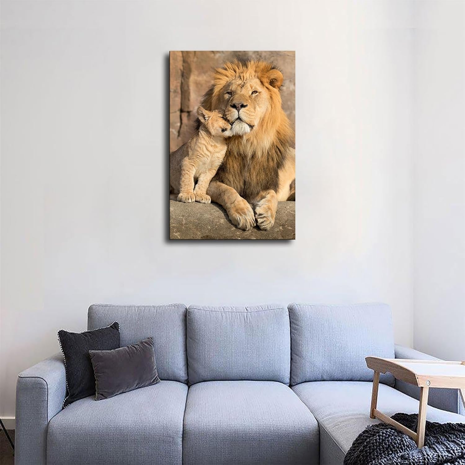 Male Lion and Lion Cub Animals Poster Picture HD Wall Art Canvas Printing Bedroom Living Room Office Decoration Aesthetic Artwork (Unframed,08×12Inch)