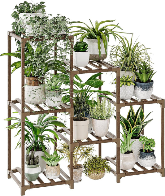 Plant Stand Indoor Plant Shelf Outdoor Wood Plant Rack for Multiple Plants 3 Tiers Ladder Plant Holder for Living Room Patio Boho Home Decor for Gardening