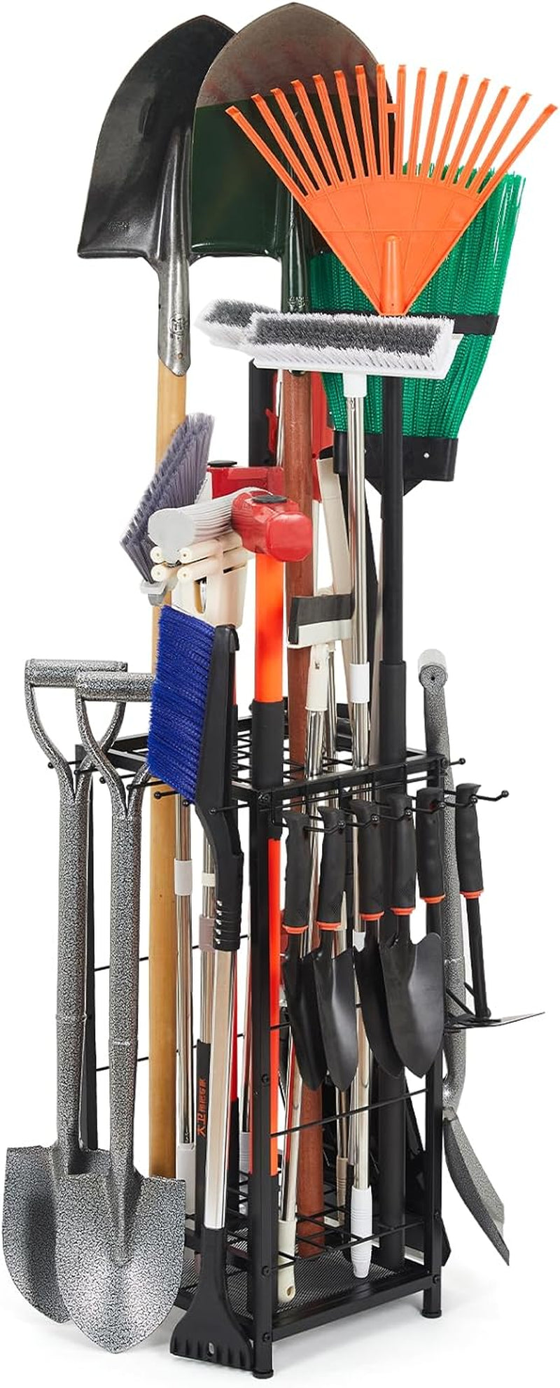 Garden Tool Organizer, Yard Tool Organizer up to 50 Tools, Garage Tool Organization and Storage, Garden Tool Storage, Yard Tool Racks, Tool Stand, Tool Holder for Garage, Shed, Outdoor, Black