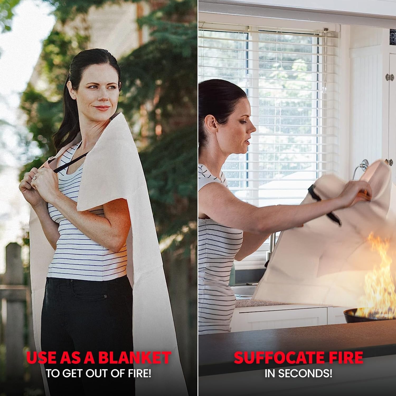 Emergency Fire Blanket - 2 Pack - Fire Suppression Blanket for Kitchen, 40” X 40” Fire Blanket for Home, Fiberglass Fire Blanket