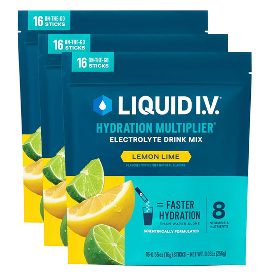 ® Hydration Multiplier® - Lemon Lime - Hydration Powder Packets | Electrolyte Powder Drink Mix | Convenient Single-Serving Sticks | Non-Gmo | 16 Servings (Pack of 3)