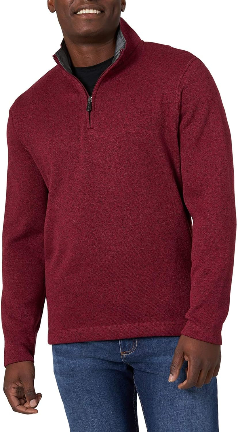 Men'S Long Sleeve Fleece Quarter-Zip Sweater