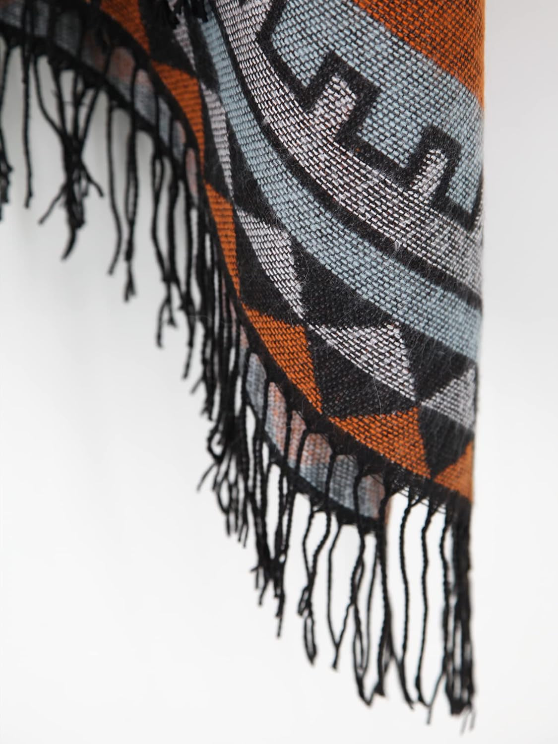 Women'S Printed Tassel Open Front Poncho Cape Wrap Shawl