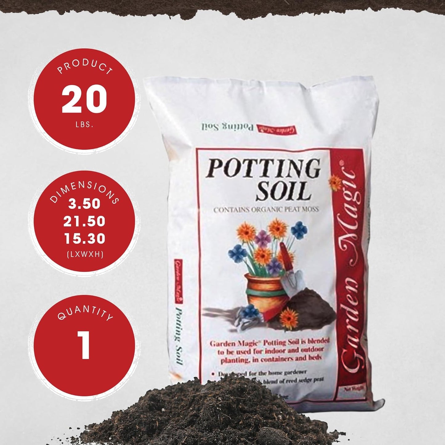 20 Pound Bag of Garden Magic General Purpose Moisture Retaining Potting Soil Mix for Indoor and Outdoor Planting