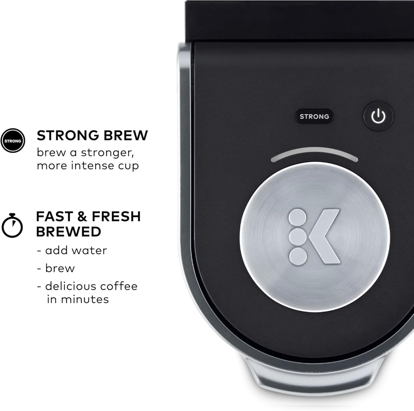 K-Mini plus Single Serve K-Cup Pod Coffee Maker, with 6 to 12Oz Brew Size, Stores up to 9 K-Cup Pods, Travel Mug Friendly, Matte Black