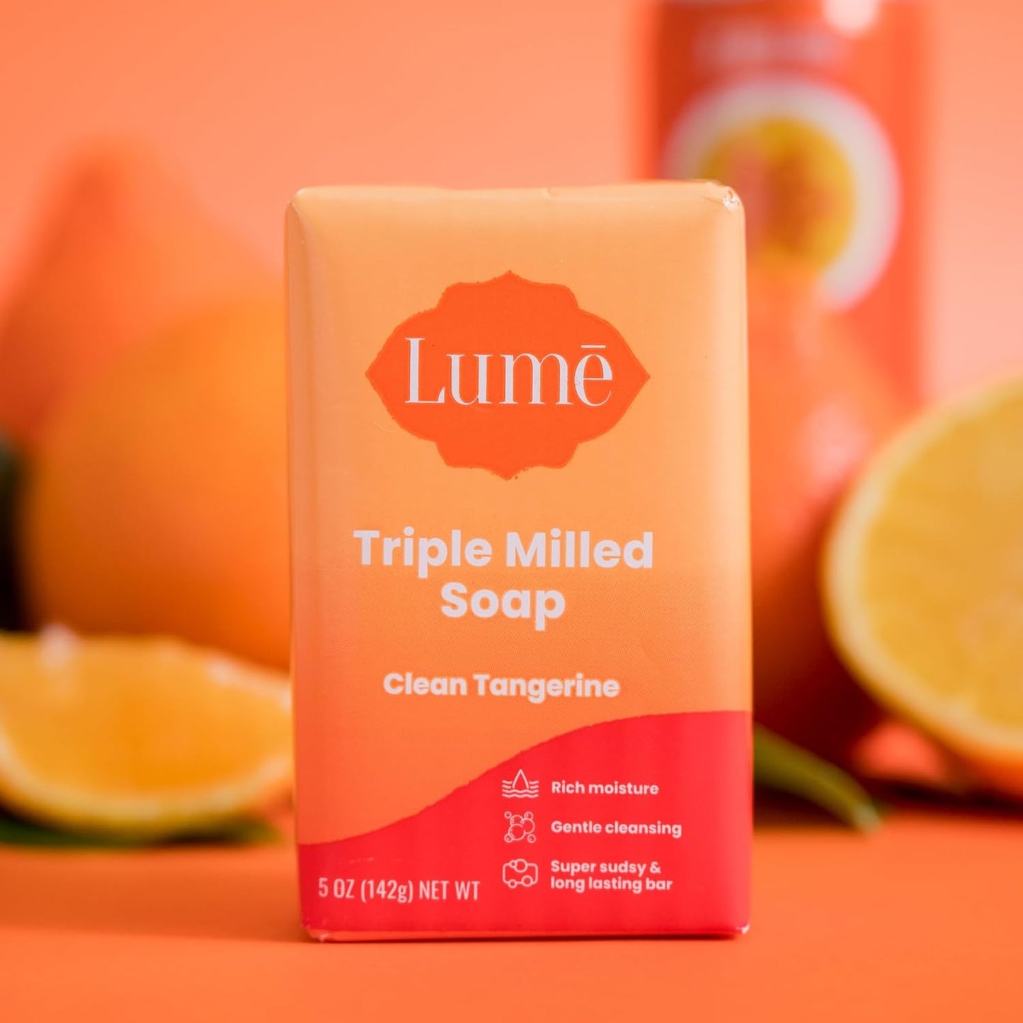 Triple Milled Soap - Rich Moisture & Gentle Cleansing - Paraben Free, Phthalate Free, Skin Safe - 5 Ounce (Clean Tangerine)