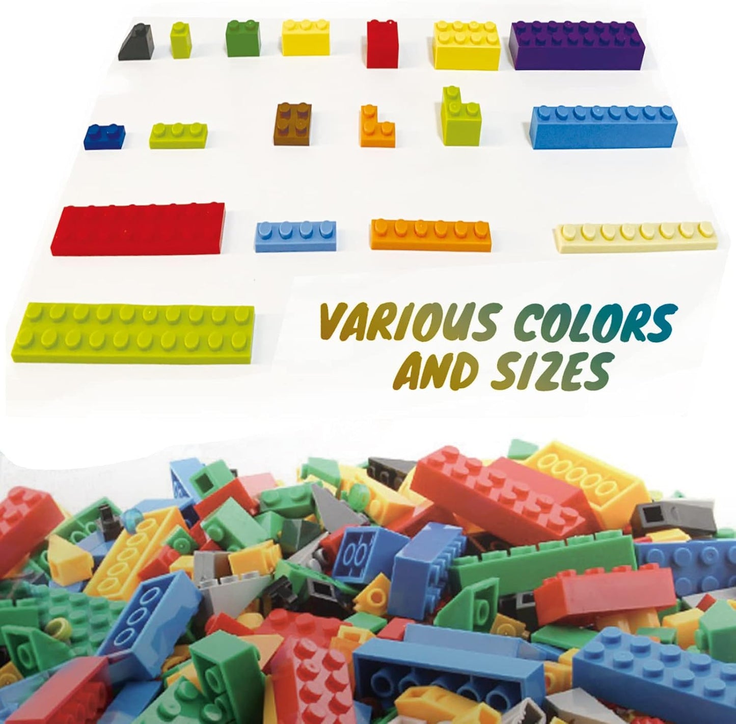 1500 Pieces Building Bricks, Classic Bulk Small Blocks, Classic Building Bricks Set Basic Building Blocks Compatible with All Major Brands