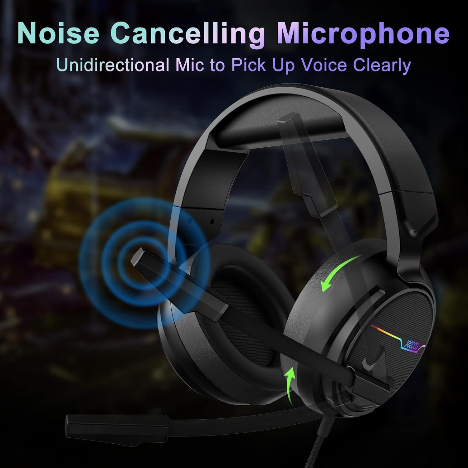 V20U USB Pro Gaming Headset for PC - 7.1 Surround Sound Headphones with Noise Cancelling Microphone- Memory Foam Ear Pads for Laptop Computers