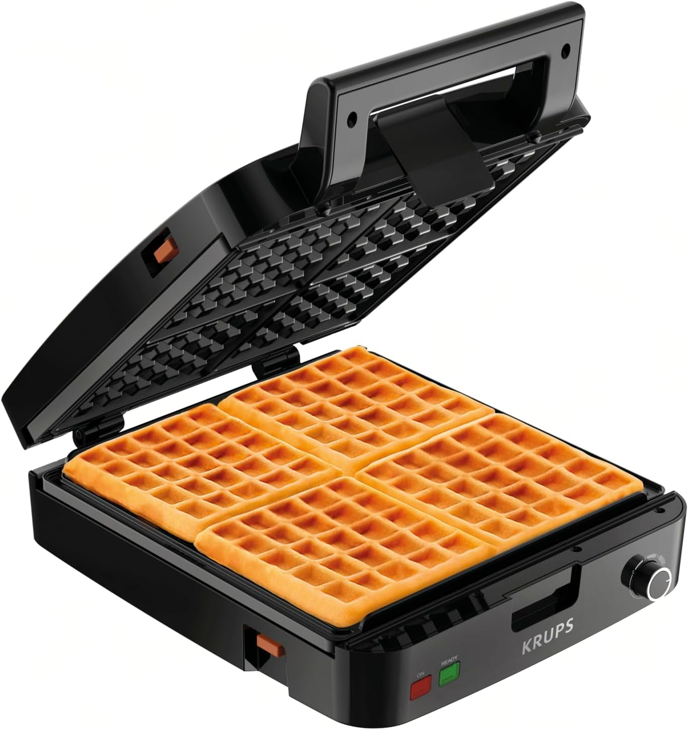 : Waffle Maker, Stainless Steel, 4 Slices, 1200 Watts Square, 5 Browning Levels, Removable Plates, Dishwasher Safe, Belgian Waffle Silver and Black