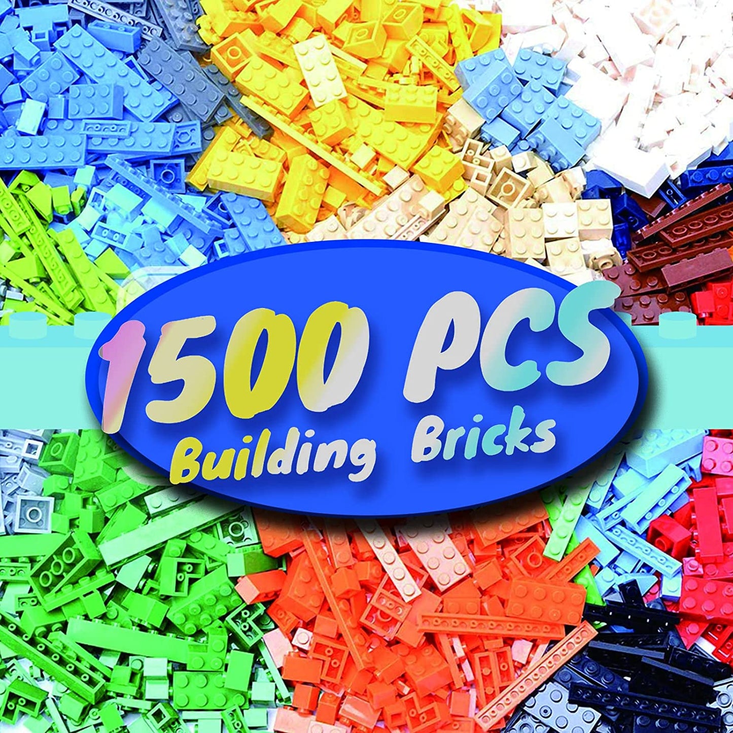 1500 Pieces Building Bricks, Classic Bulk Small Blocks, Classic Building Bricks Set Basic Building Blocks Compatible with All Major Brands