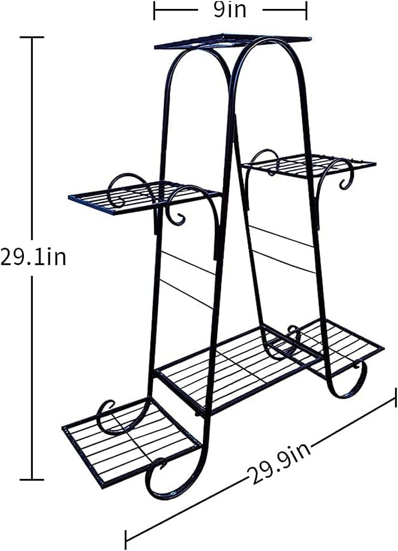 Elegant 6-Tier Metal Plant Stand - Space-Saving Black Design (29.9" x 9" x 29.1")