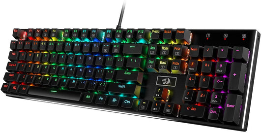 K556 RGB LED Backlit Wired Mechanical Gaming Keyboard, 104 Keys Hot-Swap Mechanical Keyboard W/Aluminum Base, Upgraded Socket and Noise Absorbing Foams, Soft Tactile Brown Switch